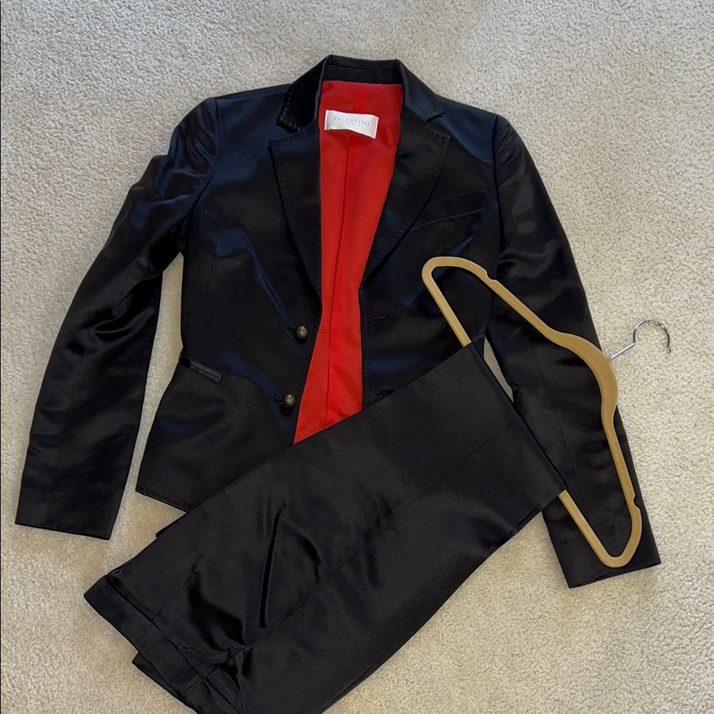 Valentino Black and Red Suit with Tailored Fit